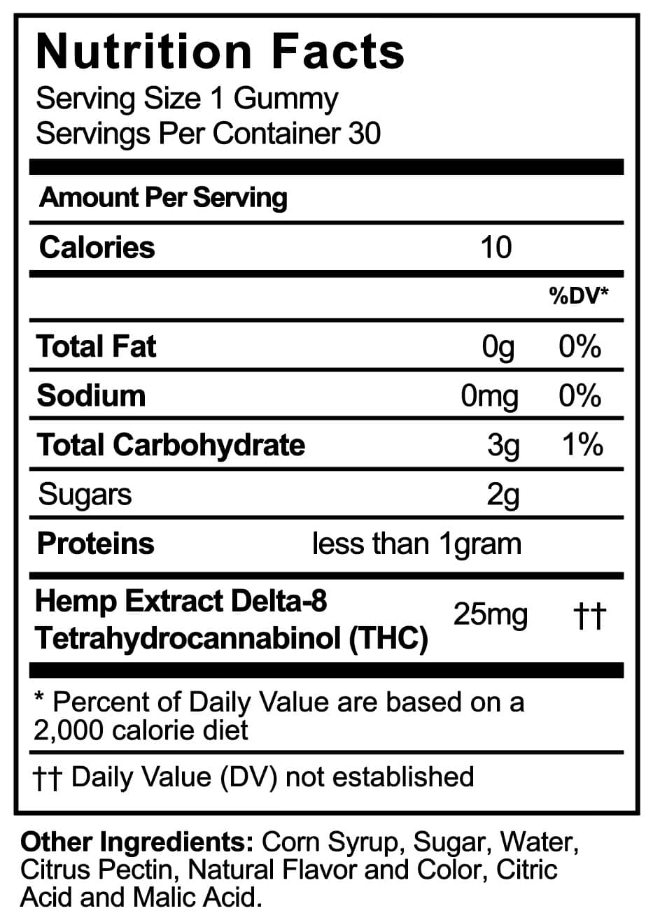 Vegan Gummies with 750mg Delta-8 30ct.